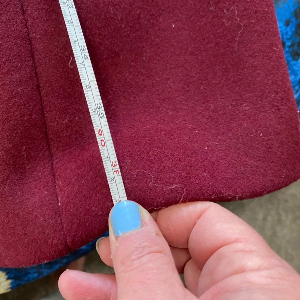 NWOT Haute Edition Double-Breasted Pea Coat with Notched Lapels in Wine - Picture 7 of 8
